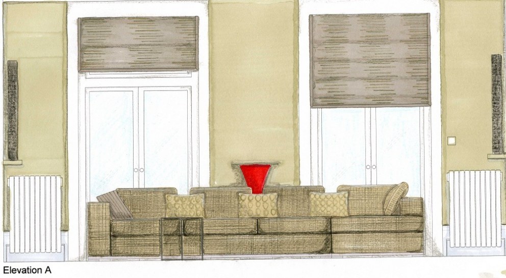 Drawings & Boards | Highgate Lounge - Window Elevation | Interior Designers